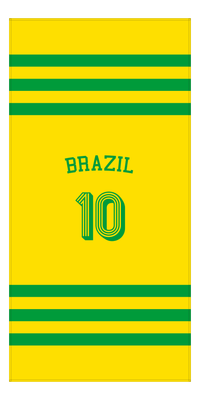 Thumbnail for Personalized Jersey Number 2-on-1 Stripes Sports Beach Towel with Arched Name - Brazil - Vertical Design - Front View