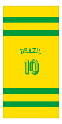 Thumbnail for Personalized Jersey Number 1-on-1 Stripes Sports Beach Towel with Arched Name - Brazil - Vertical Design - Front View