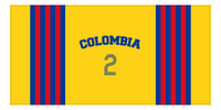 Thumbnail for Personalized Jersey Number 3-on-1 Stripes Sports Beach Towel with Arched Name - Colombia - Horizontal Design - Front View