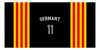 Thumbnail for Personalized Jersey Number 3-on-1 Stripes Sports Beach Towel with Arched Name - Germany - Horizontal Design - Front View