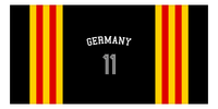 Thumbnail for Personalized Jersey Number 2-on-1 Stripes Sports Beach Towel with Arched Name - Germany - Horizontal Design - Front View