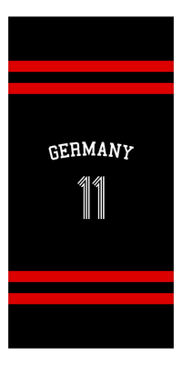 Thumbnail for Personalized Jersey Number 2-on-none Stripes Sports Beach Towel with Arched Name - Germany - Vertical Design - Front View