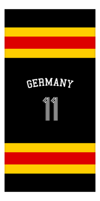 Thumbnail for Personalized Jersey Number 1-on-1 Stripes Sports Beach Towel with Arched Name - Germany - Vertical Design - Front View