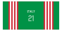 Thumbnail for Personalized Jersey Number 3-on-1 Stripes Sports Beach Towel with Arched Name - Italy - Horizontal Design - Front View