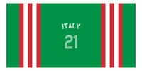 Thumbnail for Personalized Jersey Number 2-on-1 Stripes Sports Beach Towel with Arched Name - Italy - Horizontal Design - Front View