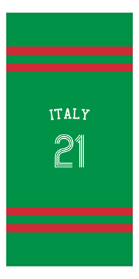 Thumbnail for Personalized Jersey Number 2-on-none Stripes Sports Beach Towel with Arched Name - Italy - Vertical Design - Front View