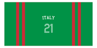 Thumbnail for Personalized Jersey Number 2-on-none Stripes Sports Beach Towel with Arched Name - Italy - Horizontal Design - Front View