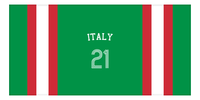 Thumbnail for Personalized Jersey Number 1-on-1 Stripes Sports Beach Towel with Arched Name - Italy - Horizontal Design - Front View