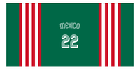 Thumbnail for Personalized Jersey Number 3-on-1 Stripes Sports Beach Towel with Arched Name - Mexico - Horizontal Design - Front View