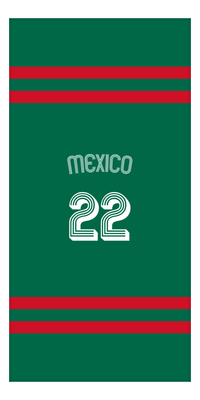 Thumbnail for Personalized Jersey Number 2-on-none Stripes Sports Beach Towel with Arched Name - Mexico - Vertical Design - Front View