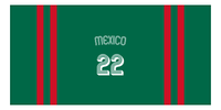 Thumbnail for Personalized Jersey Number 2-on-none Stripes Sports Beach Towel with Arched Name - Mexico - Horizontal Design - Front View