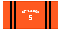 Thumbnail for Personalized Jersey Number 2-on-none Stripes Sports Beach Towel with Arched Name - Netherlands - Horizontal Design - Front View