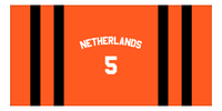 Thumbnail for Personalized Jersey Number 1-on-1 Stripes Sports Beach Towel with Arched Name - Netherlands - Horizontal Design - Front View