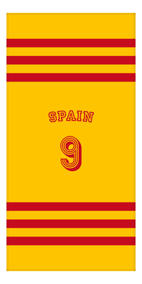 Thumbnail for Personalized Jersey Number 2-on-1 Stripes Sports Beach Towel with Arched Name - Spain - Vertical Design - Front View