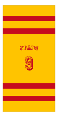 Thumbnail for Personalized Jersey Number 1-on-1 Stripes Sports Beach Towel with Arched Name - Spain - Vertical Design - Front View