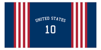 Thumbnail for Personalized Jersey Number 3-on-1 Stripes Sports Beach Towel with Arched Name - United States - Horizontal Design - Front View
