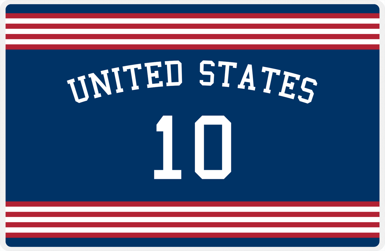 Personalized Jersey Number Placemat - Arched Name - USA - Triple Stripe -  View