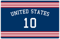 Thumbnail for Personalized Jersey Number Placemat - Arched Name - USA - Triple Stripe -  View