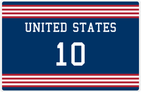 Thumbnail for Personalized Jersey Number Placemat - USA - Triple Stripe -  View
