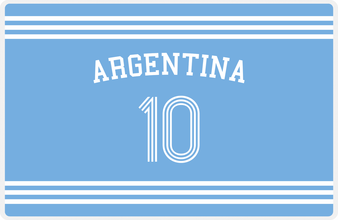 Personalized Jersey Number Placemat - Arched Name - Argentina - Triple Stripe -  View