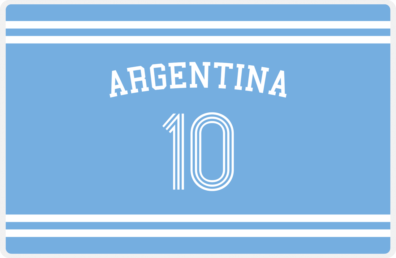 Personalized Jersey Number Placemat - Arched Name - Argentina - Double Stripe -  View