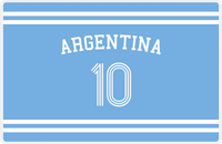 Thumbnail for Personalized Jersey Number Placemat - Arched Name - Argentina - Double Stripe -  View