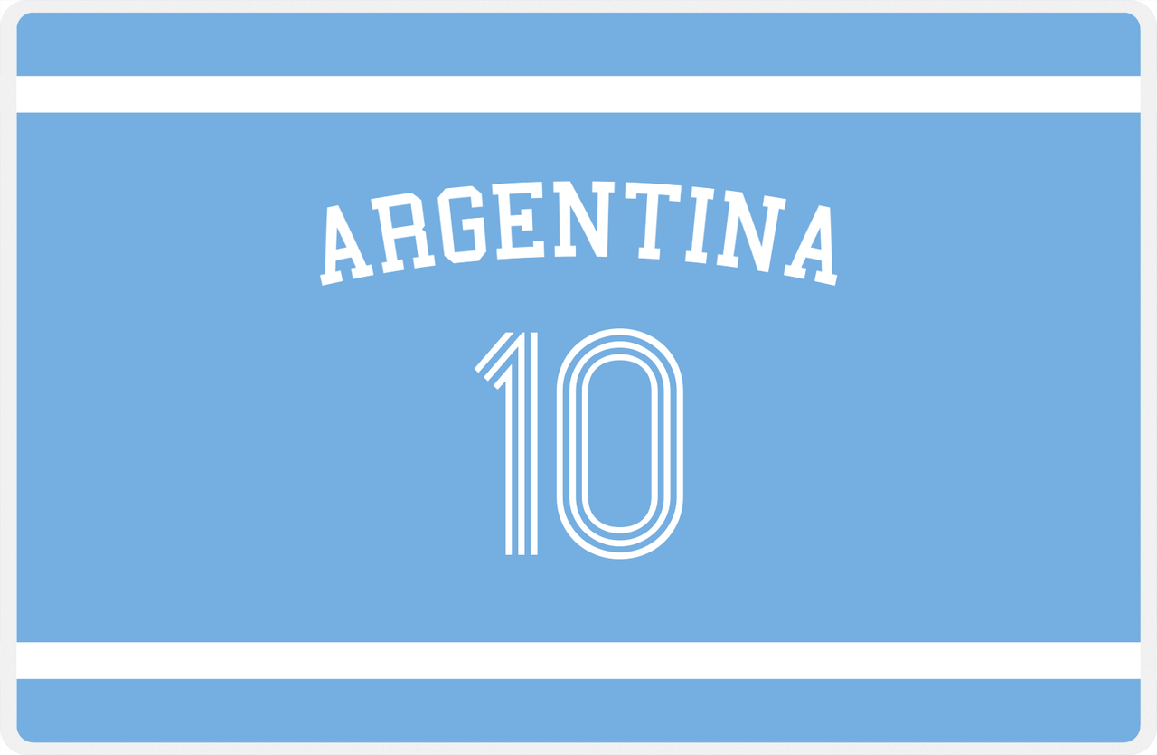 Personalized Jersey Number Placemat - Arched Name - Argentina - Single Stripe -  View