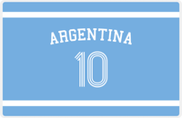 Thumbnail for Personalized Jersey Number Placemat - Arched Name - Argentina - Single Stripe -  View