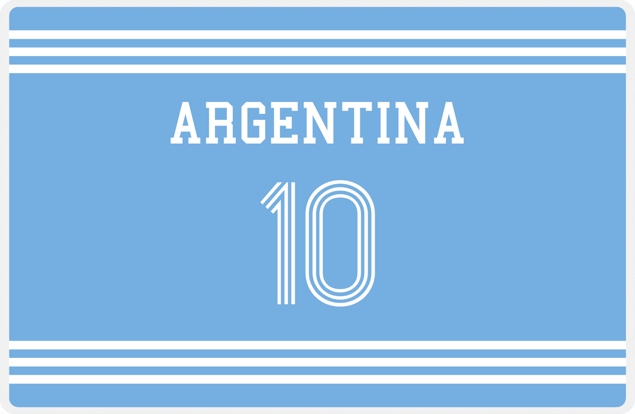 Personalized Jersey Number Placemat - Argentina - Triple Stripe -  View