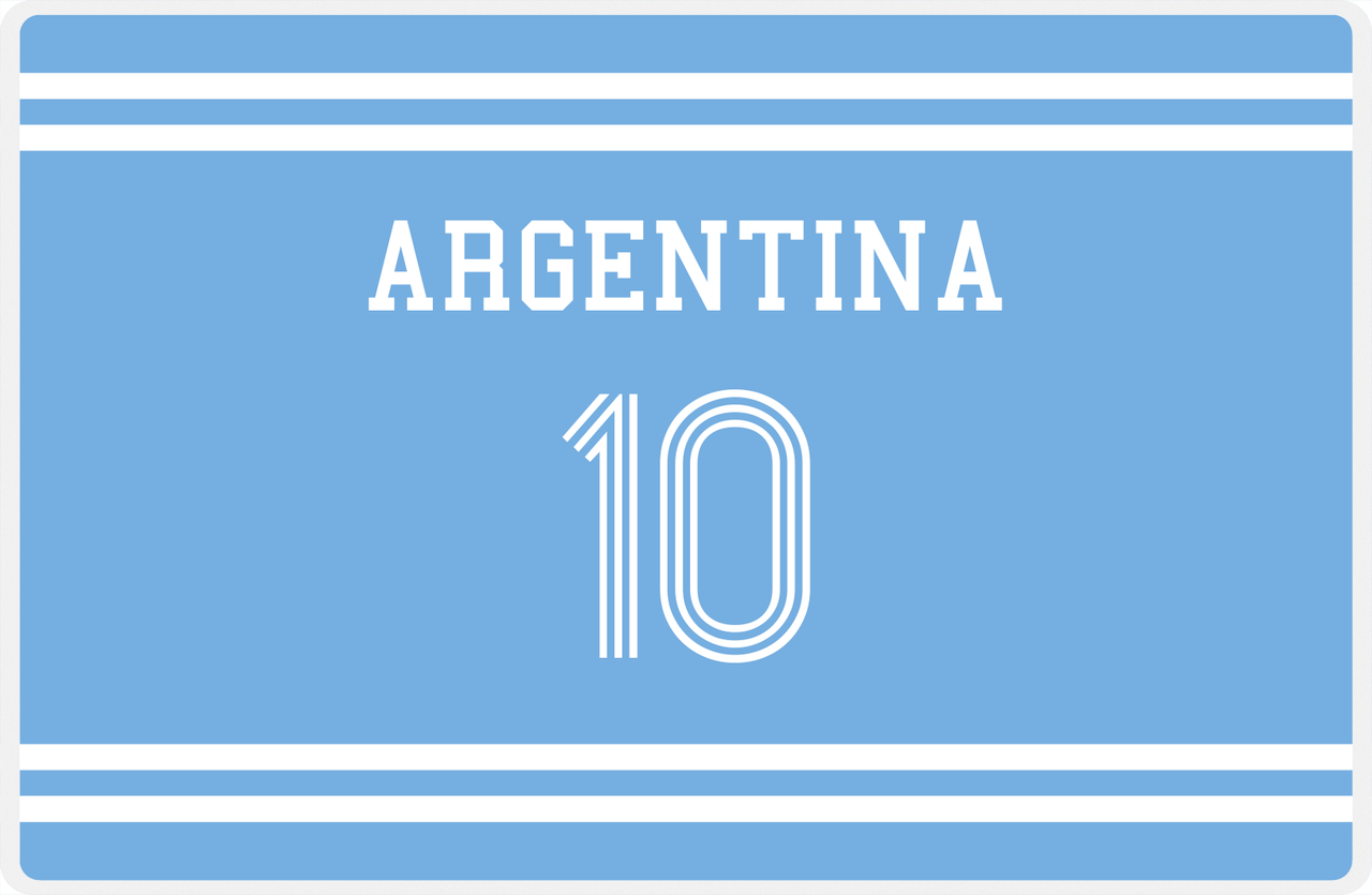 Personalized Jersey Number Placemat - Argentina - Double Stripe -  View