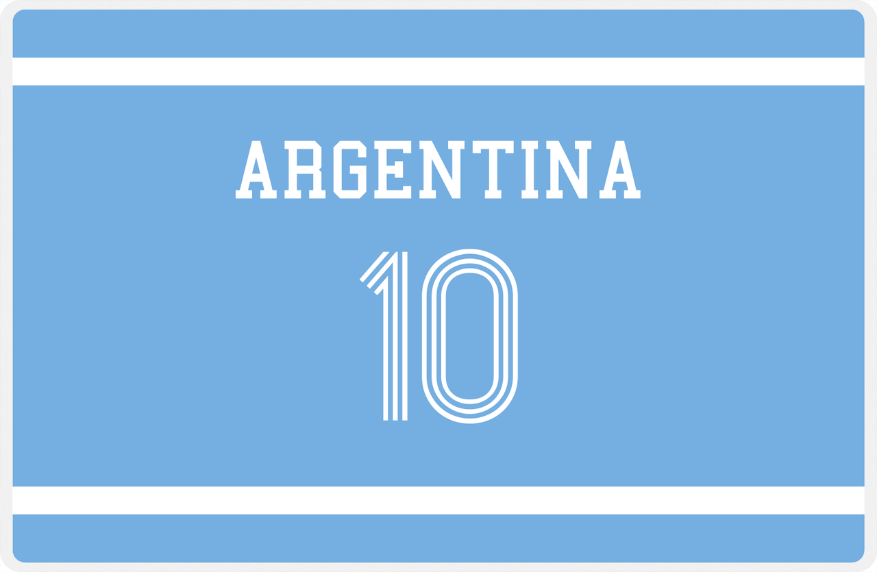 Personalized Jersey Number Placemat - Argentina - Single Stripe -  View