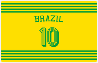 Thumbnail for Personalized Jersey Number Placemat - Arched Name - Brazil - Triple Stripe -  View