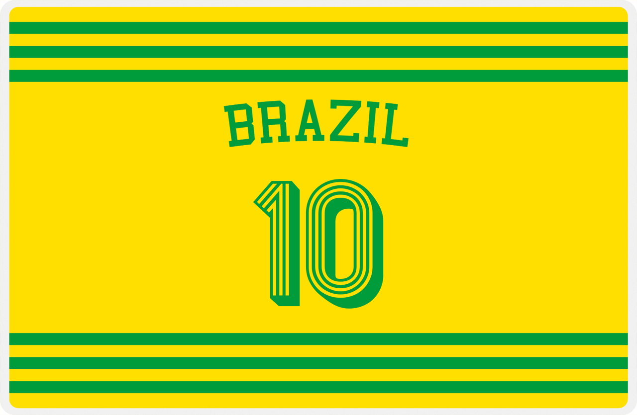 Personalized Jersey Number Placemat - Arched Name - Brazil - Double Stripe -  View