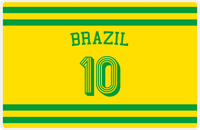 Thumbnail for Personalized Jersey Number Placemat - Arched Name - Brazil - Single Stripe -  View