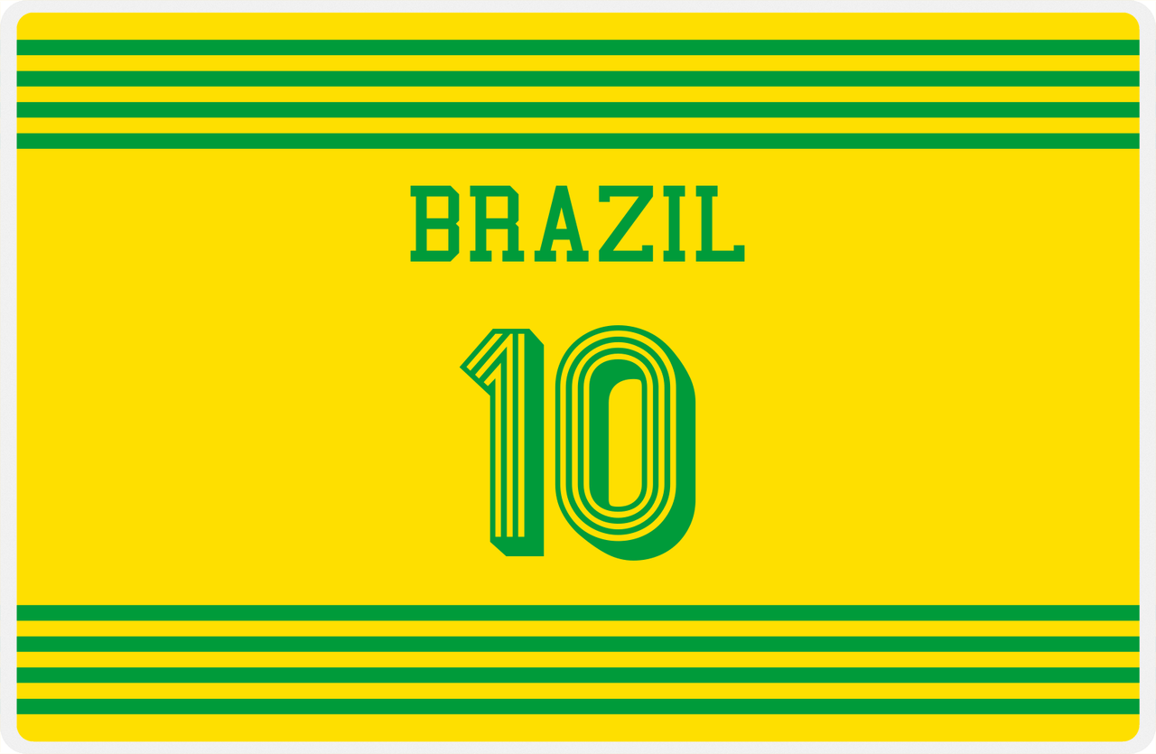 Personalized Jersey Number Placemat - Brazil - Triple Stripe -  View