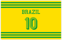 Thumbnail for Personalized Jersey Number Placemat - Brazil - Double Stripe -  View
