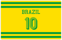 Thumbnail for Personalized Jersey Number Placemat - Brazil - Single Stripe -  View