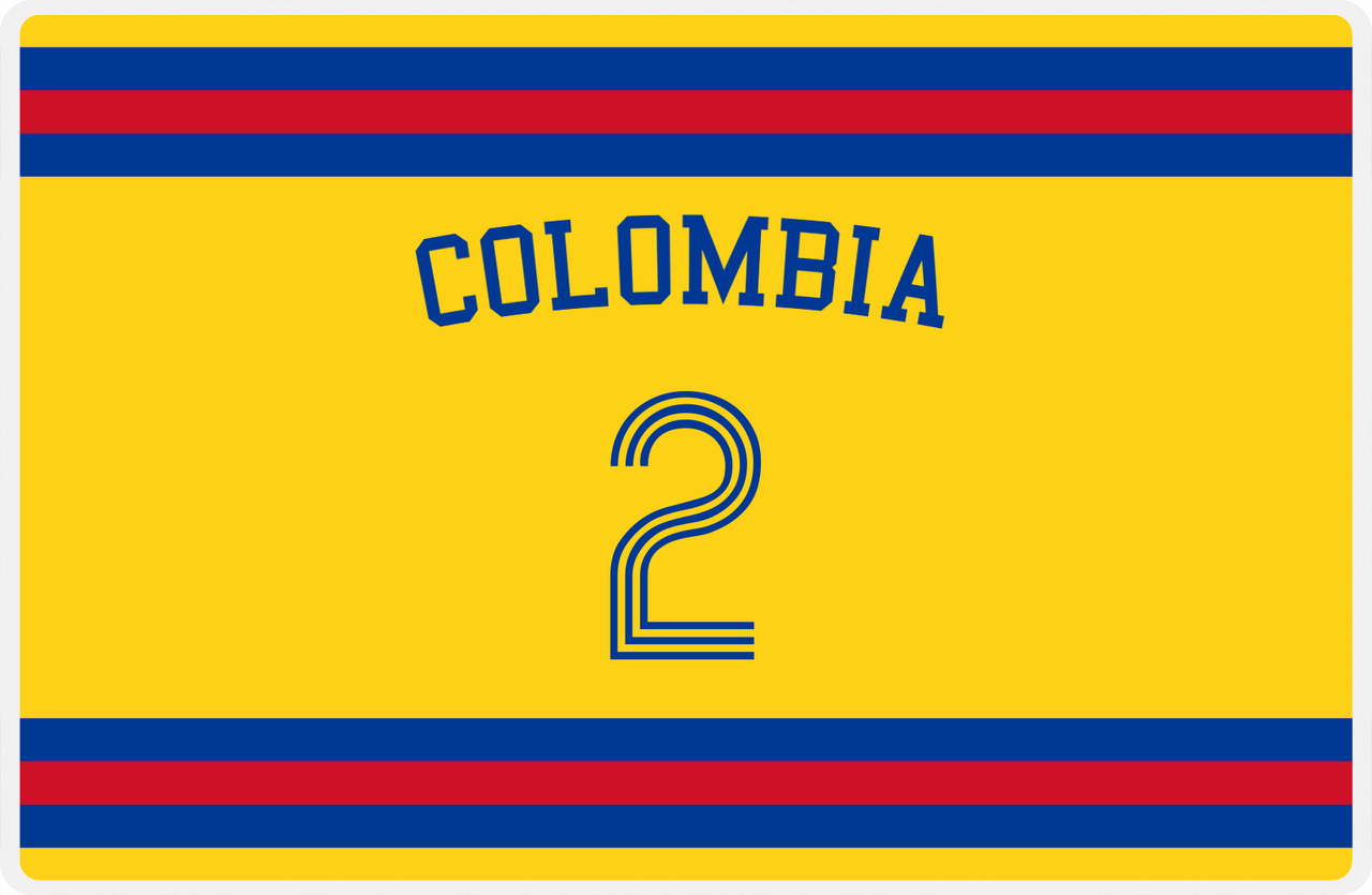 Personalized Jersey Number Placemat - Arched Name - Colombia - Single Stripe -  View