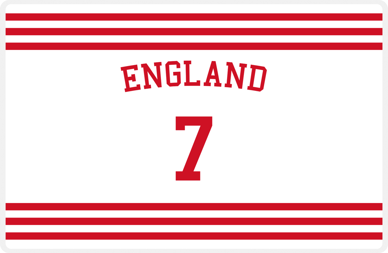 Personalized Jersey Number Placemat - Arched Name - England - Double Stripe -  View