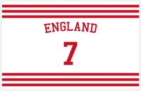 Thumbnail for Personalized Jersey Number Placemat - Arched Name - England - Double Stripe -  View