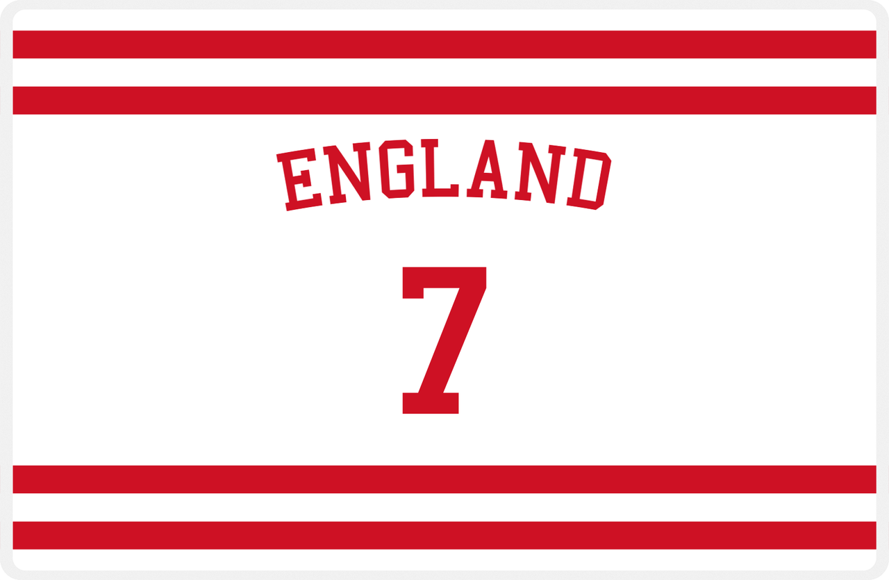 Personalized Jersey Number Placemat - Arched Name - England - Single Stripe -  View