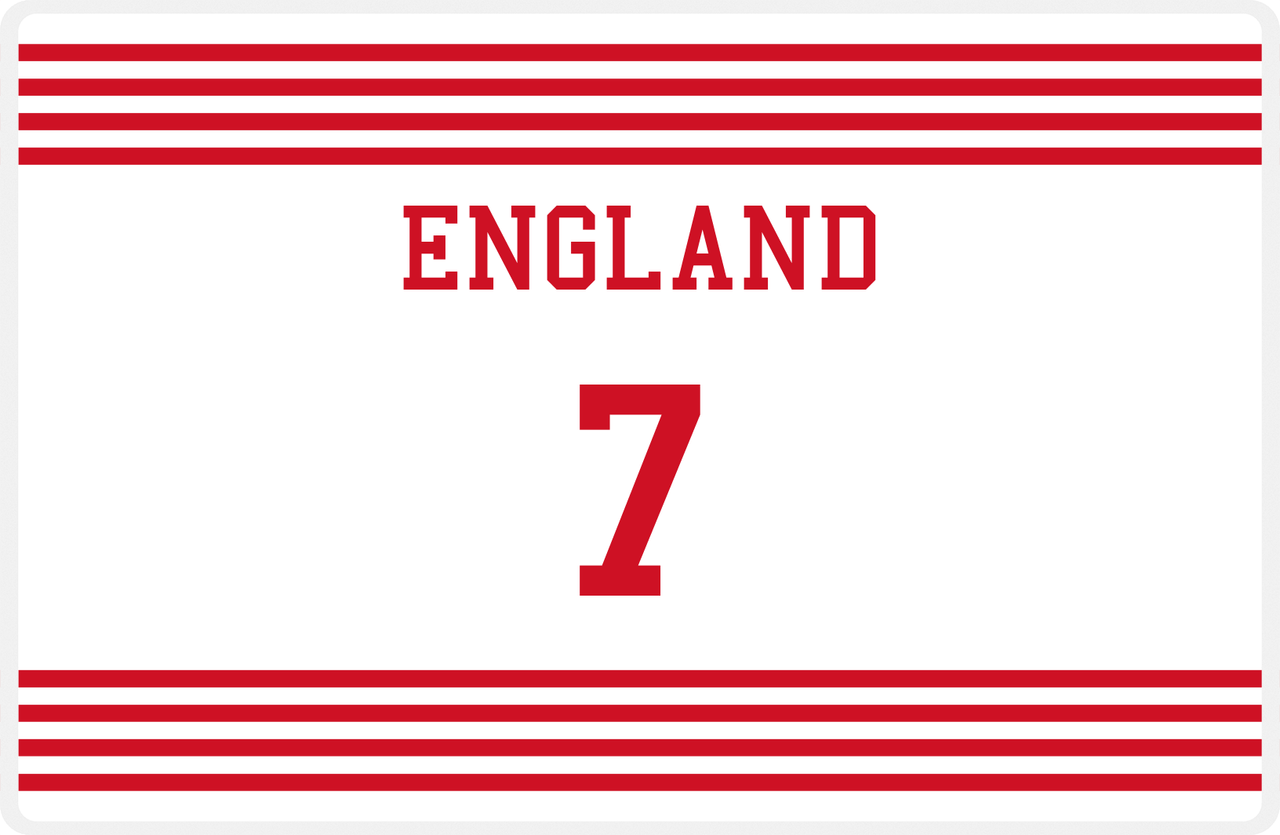 Personalized Jersey Number Placemat - England - Triple Stripe -  View