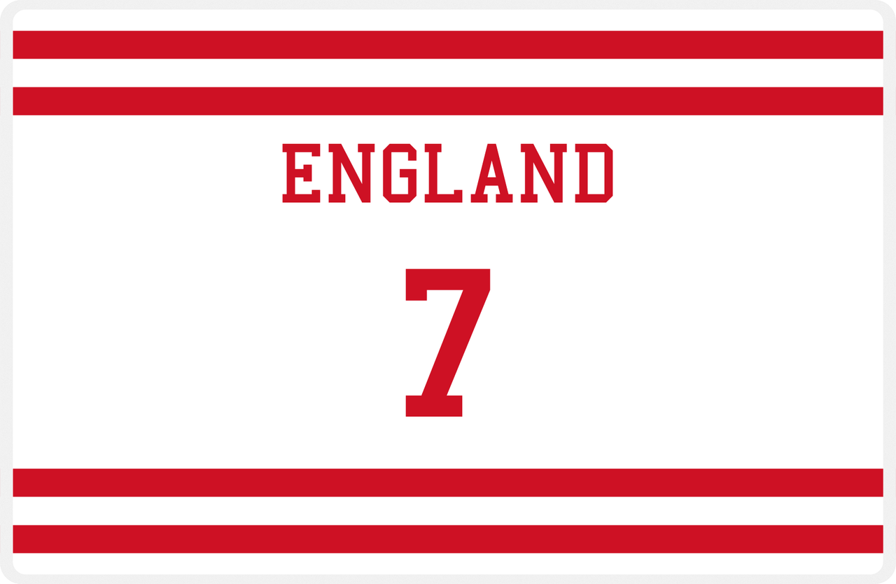 Personalized Jersey Number Placemat - England - Single Stripe -  View