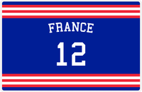 Thumbnail for Personalized Jersey Number Placemat - Arched Name - France - Double Stripe -  View
