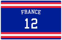Thumbnail for Personalized Jersey Number Placemat - Arched Name - France - Single Stripe -  View