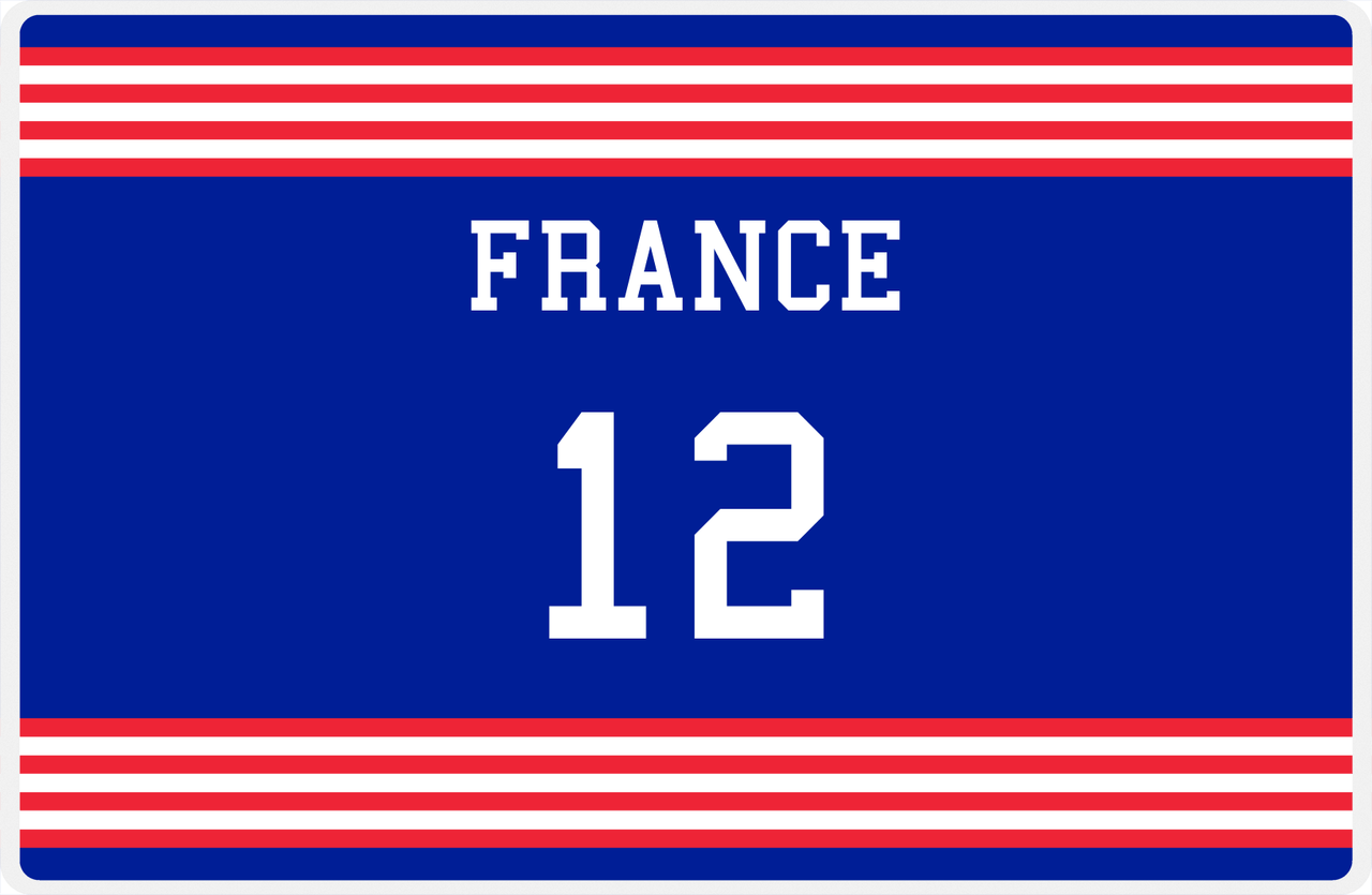 Personalized Jersey Number Placemat - France - Triple Stripe -  View