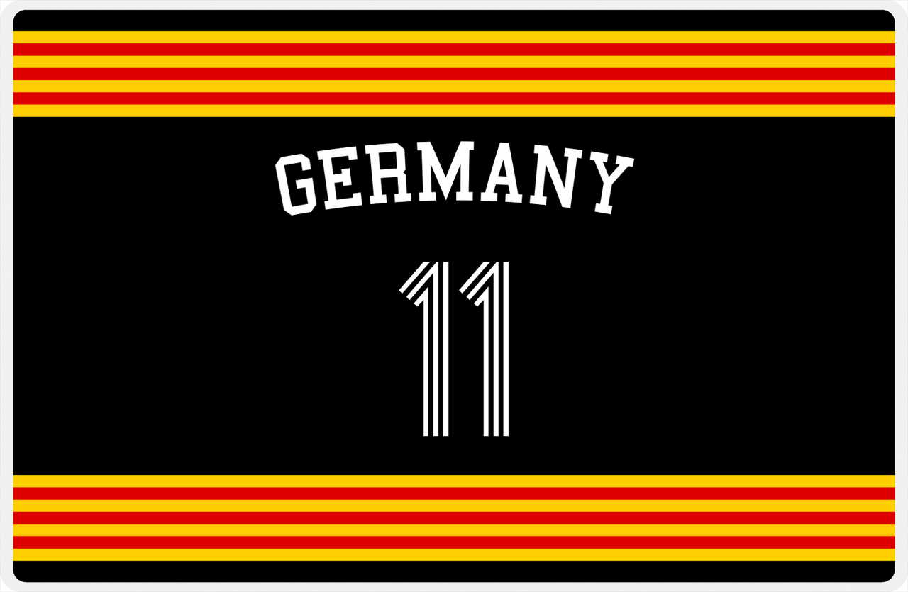 Personalized Jersey Number Placemat - Arched Name - Germany - Triple Stripe -  View