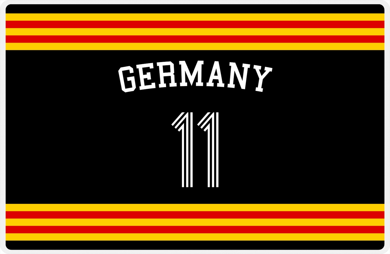 Personalized Jersey Number Placemat - Arched Name - Germany - Double Stripe -  View