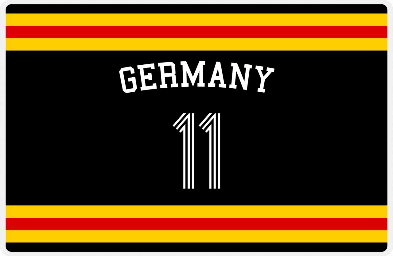 Personalized Jersey Number Placemat - Arched Name - Germany - Single Stripe -  View