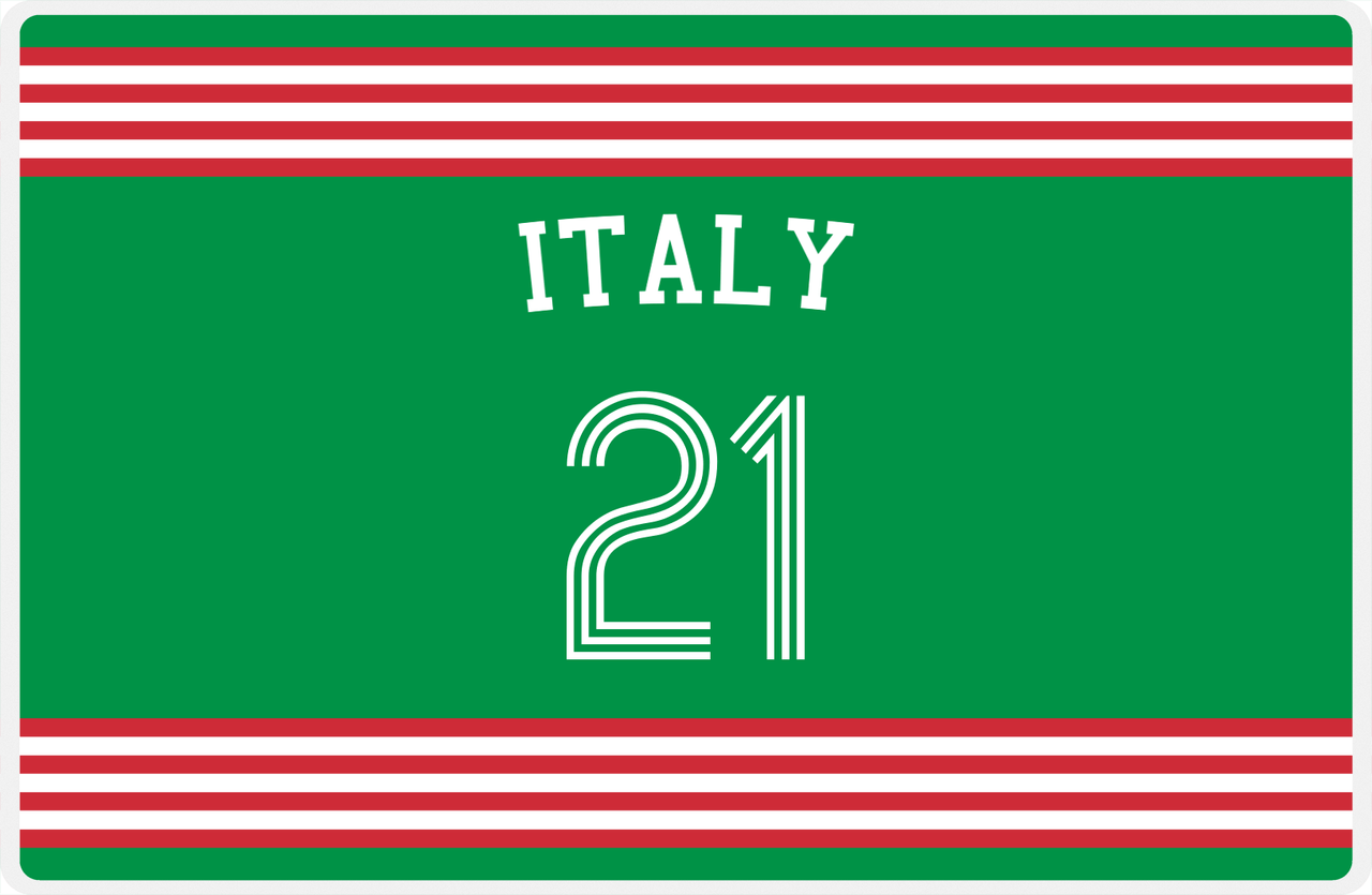 Personalized Jersey Number Placemat - Arched Name - Italy - Triple Stripe -  View